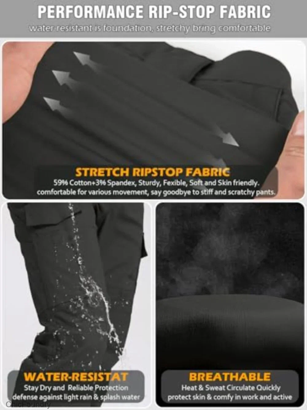 Flex Ripstop Tactical Cargo Pants Water Resistant Hiking EDC Stretch Work Pants